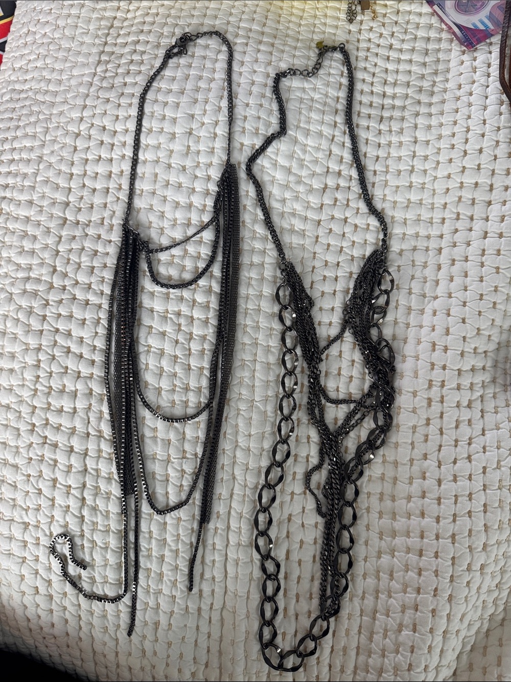 Agatha Cub Layered Gunmetal Multi-Chain Necklace set of 2